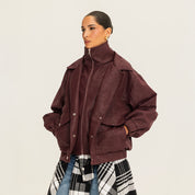 The lock in leather jacket Burgundy