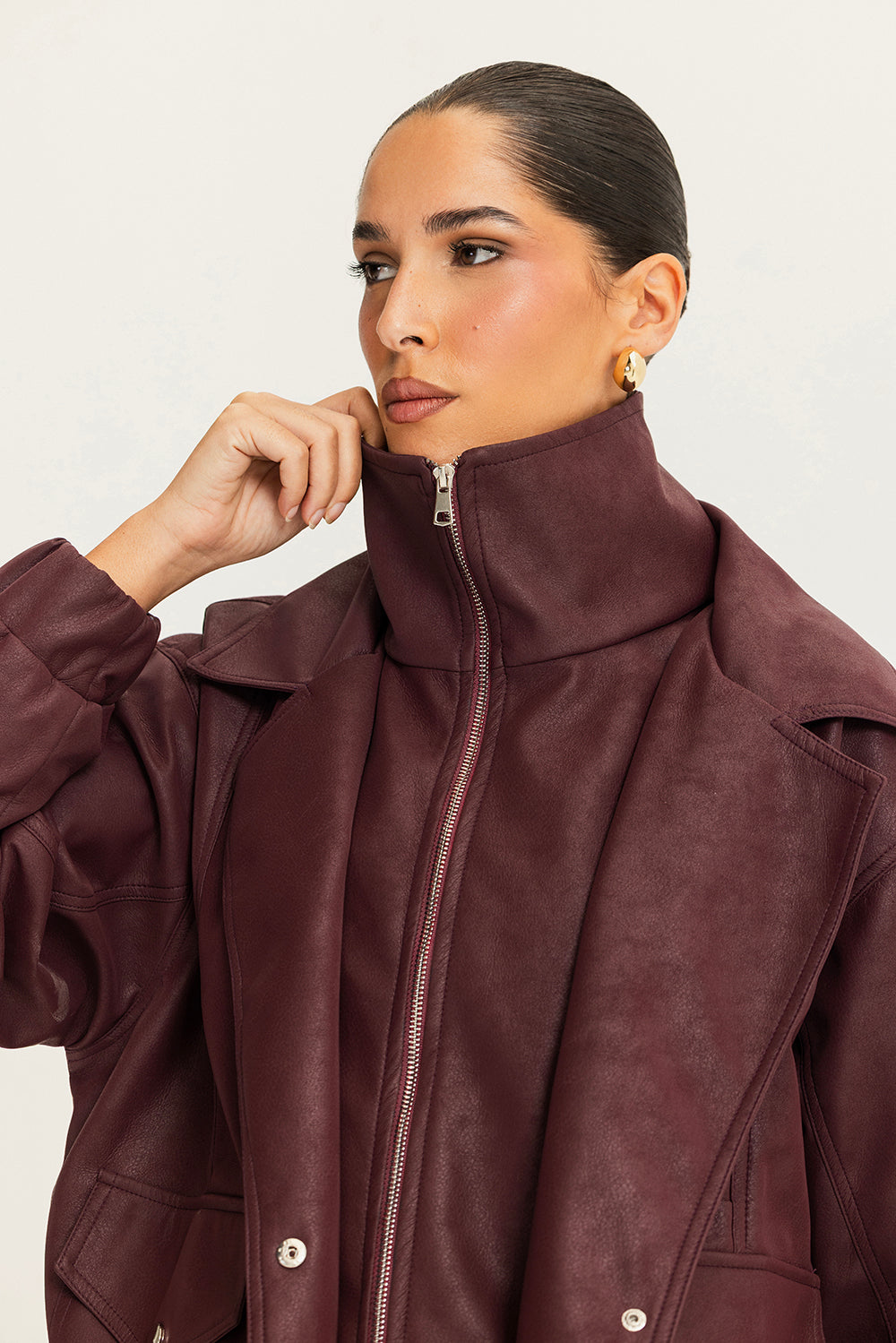 The lock in leather jacket Burgundy