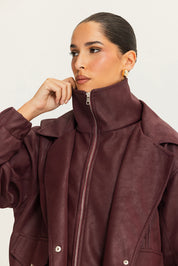 The lock in leather jacket Burgundy