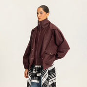 The lock in leather jacket Burgundy