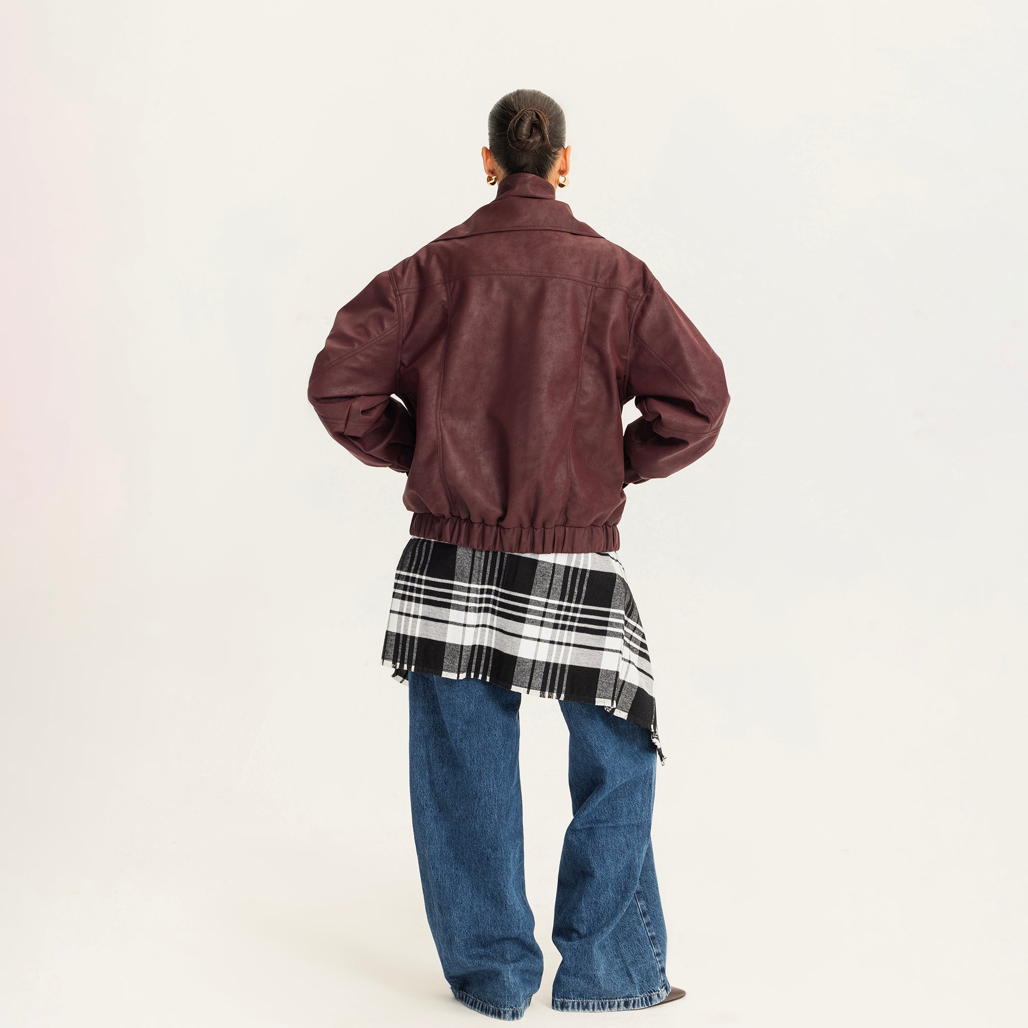 The lock in leather jacket Burgundy