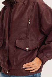 The lock in leather jacket Burgundy