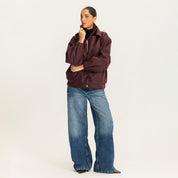The lock in leather jacket Burgundy