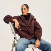 The lock in leather jacket Burgundy