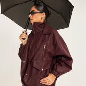 The lock in leather jacket Burgundy