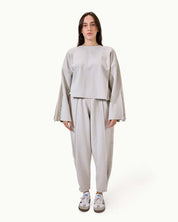 Darted Polo Sweater - Gray