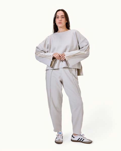 Darted Polo Sweater - Gray