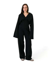 STRAIGHT-LEG PLUSH TROUSERS - Black