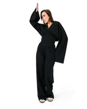 STRAIGHT-LEG PLUSH TROUSERS - Black