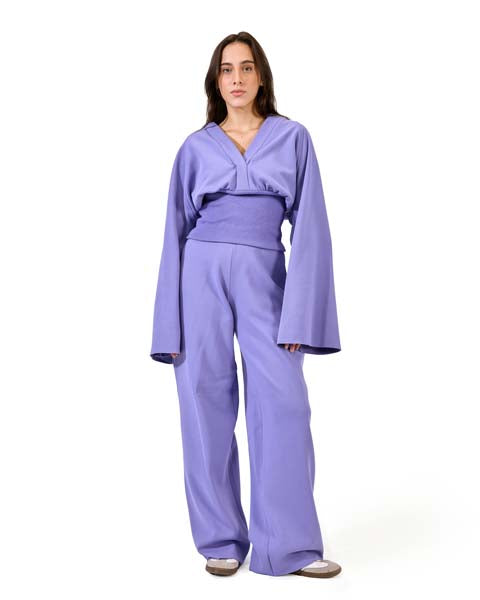 STRAIGHT-LEG PLUSH TROUSERS - Purple