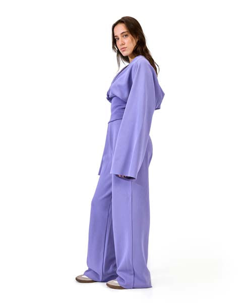 STRAIGHT-LEG PLUSH TROUSERS - Purple