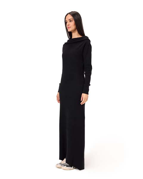 Long Basic Knit Dress- Black