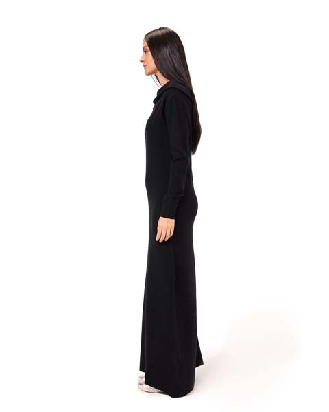 Long Basic Knit Dress- Black