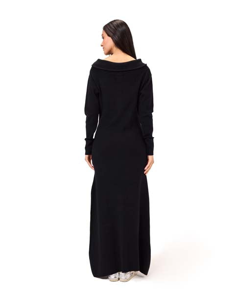 Long Basic Knit Dress- Black