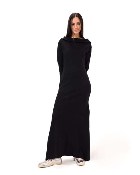 Long Basic Knit Dress- Black