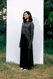 TOP D Sparkle Sheer Cropped Top BLACK