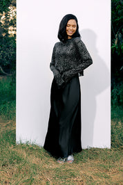 TOP D Sparkle Sheer Cropped Top BLACK