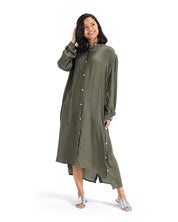 Silk Longline Shirt - Olive