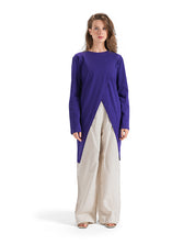 Asymmetric Cross-Front Cotton Top - Purple