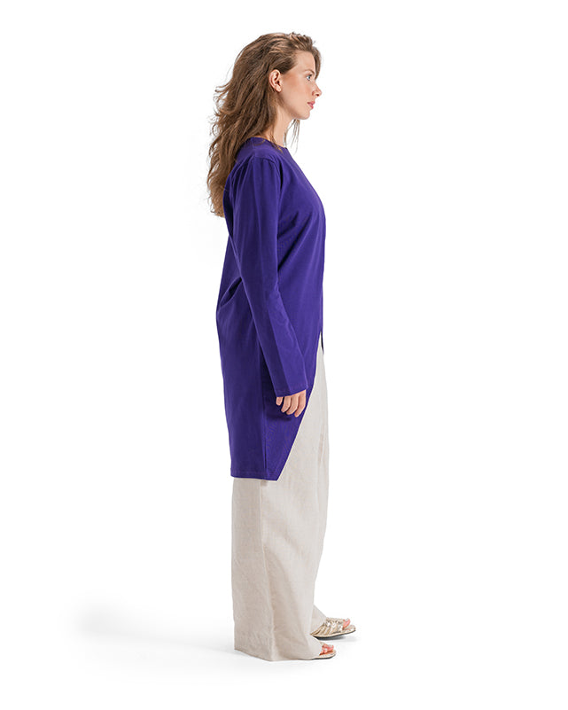 Asymmetric Cross-Front Cotton Top - Purple