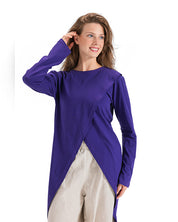 Asymmetric Cross-Front Cotton Top - Purple