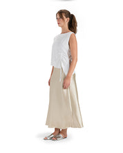 Flattering Satin Midi Skirt   - Cafe