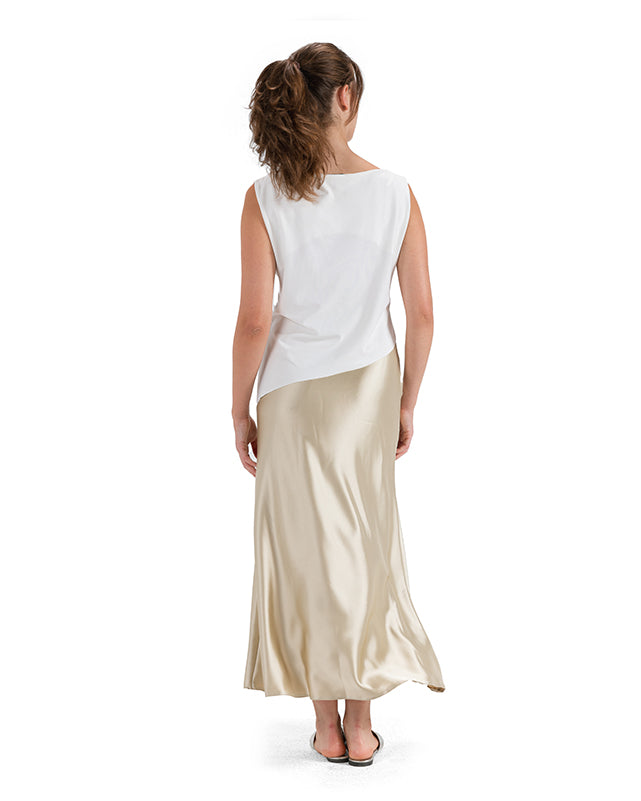 Flattering Satin Midi Skirt   - Cafe