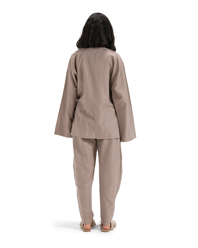 Linen Loose Pants - Café