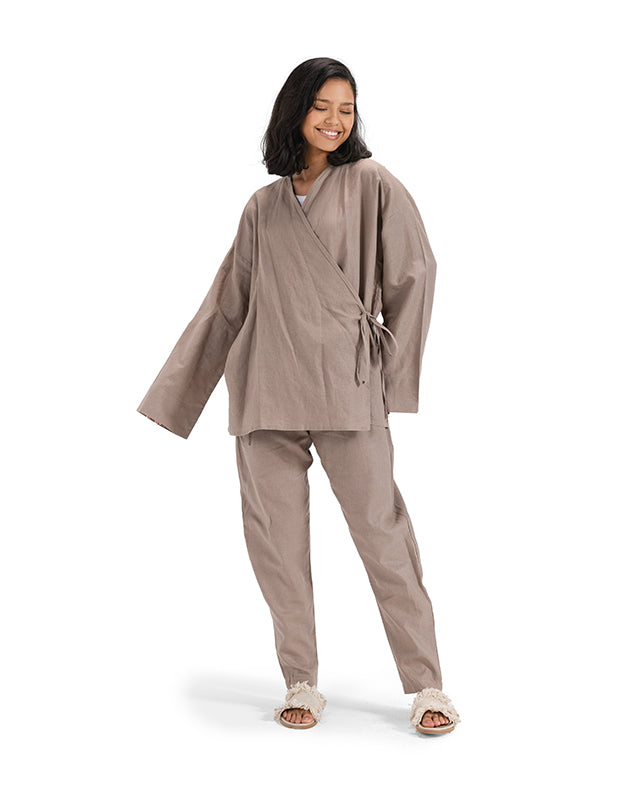 Linen Loose Pants - Café