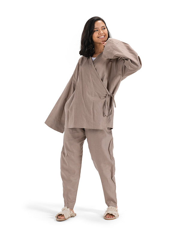 Linen Loose Pants - Café