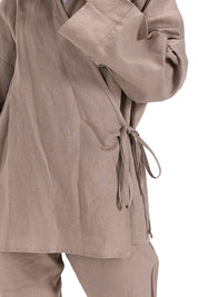 Linen Loose Pants - Café
