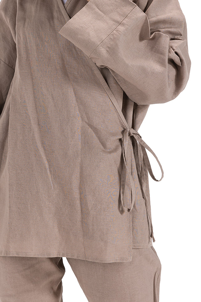Linen Loose Pants - Café