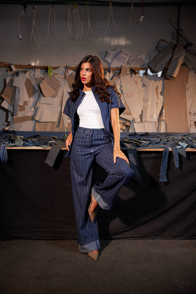 Skyline Pinstripe Navy Blue Vest