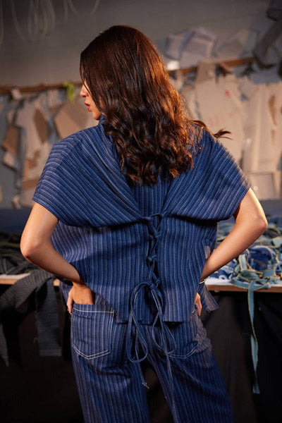 Skyline Pinstripe Navy Blue Vest