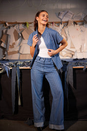 Skyline Pinstripe Light Blue Vest