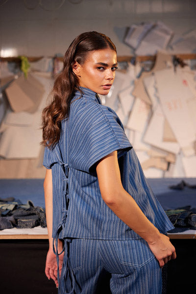 Skyline Pinstripe Light Blue Vest