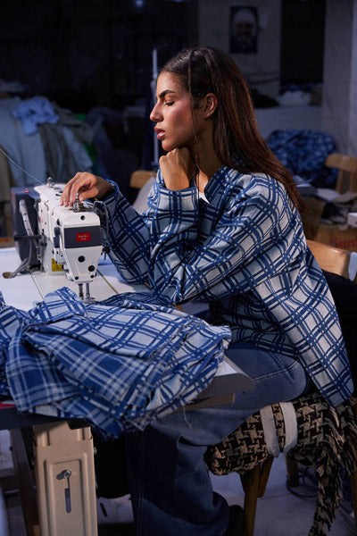 Blue Plaid Button-Up Jacket