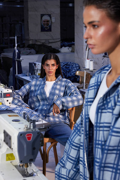 Blue Plaid Button-Up Jacket