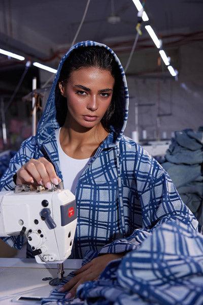 Plaid Zip-Up Hooded Jacket