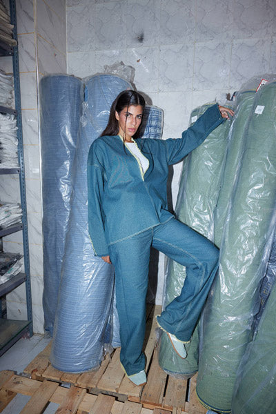 High-Rise Straight-Leg Denim Pants