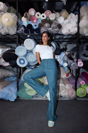 High-Rise Straight-Leg Denim Pants