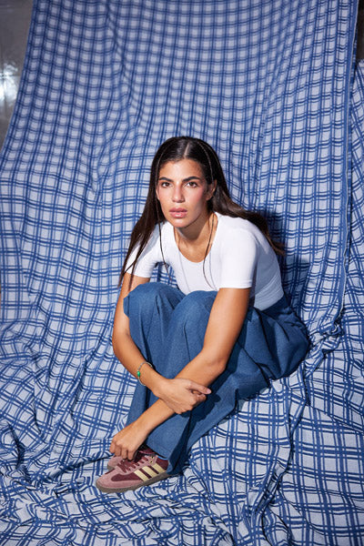 Cross-Panel Denim Trousers