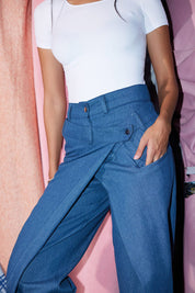 Cross-Panel Denim Trousers