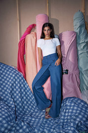 Cross-Panel Denim Trousers