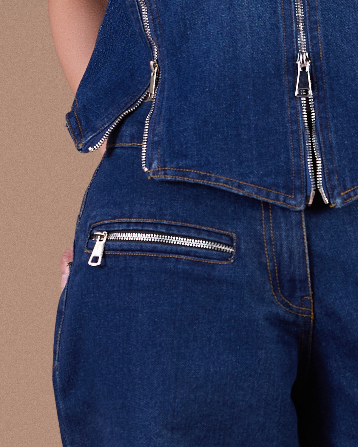 wide Denim Jeans with zipper pockets S26-P17