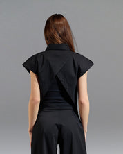 Gabardine Structured Vest  Black S26-V33
