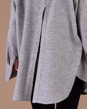 Linin shirt with back slit Grey S26-CH23