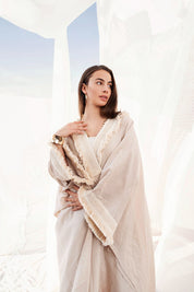 Fringed Serenity Linen Caftan BIEGE