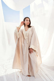 Fringed Serenity Linen Caftan BIEGE