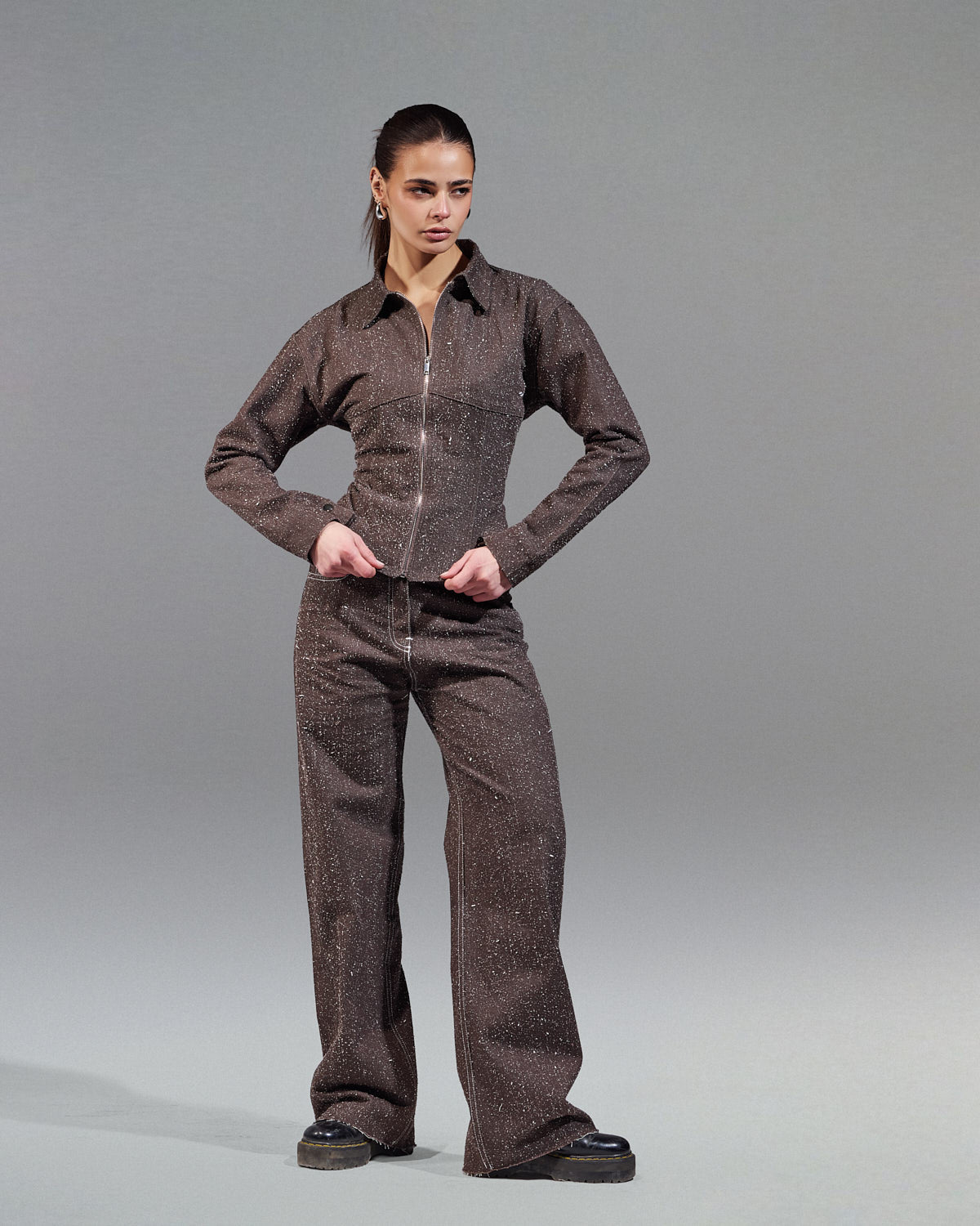 Chocolate brown with subtle cream speckling S26-J02